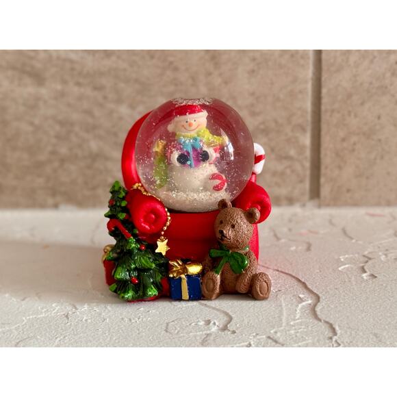 3in Mini Christmas Snow Globe for the Holidays Charm – Snowman & Teddy Bear - Picture 1 of 9
